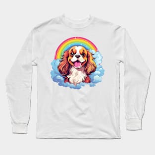 Cute Cavalier King Charles Spaniel Rainbow Cloud Dog Long Sleeve T-Shirt